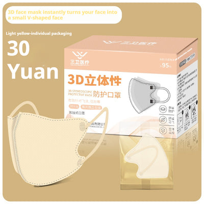 Black 3D stereoscopic protective face mask with ear hooks, individually packed, shown with a box of 30. - Image 5
