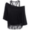 Blusa Chaleco de Encaje con Cuello Diagonal y Mangas Murciélago