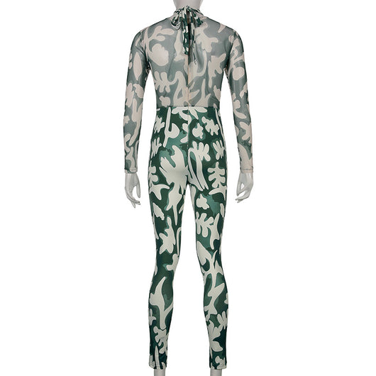 Jumpsuit Estampado para Mujer con Cuello Halter y Fruncido - Image 6