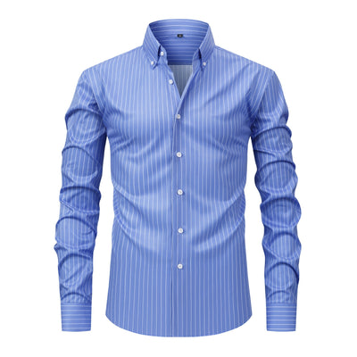 Camisa Estampada Digital a Rayas con Cuello Solapa - Manga Larga para Hombre - Image 13