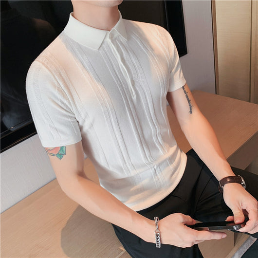 Polo Tejido de Manga Corta para Hombre con Textura y Elasticidad - Image 12