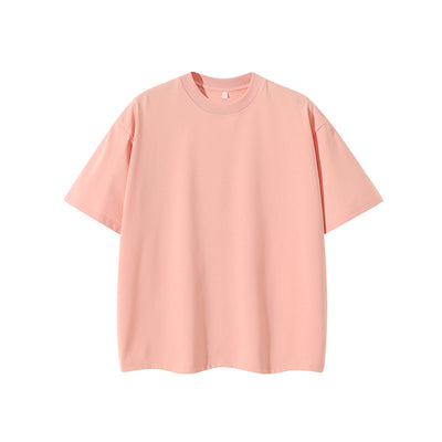 Moss green short-sleeve cotton t-shirt with a crew neck and a relaxed, oversized fit. - Image 7