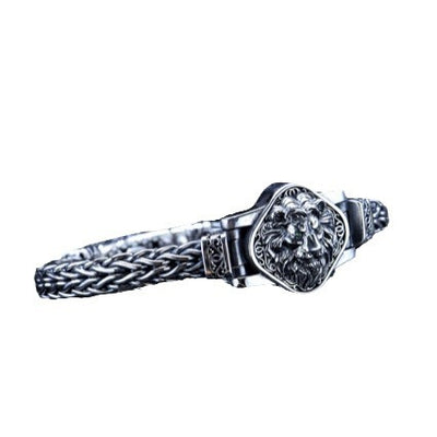 Pulsera de Plata Esterlina S925 Tejida a Mano - Diseño Étnico León Dominante - Image 5
