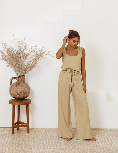 Conjunto Holgado de Lino y Algodón - Chaleco sin Mangas y Pantalón Suelto - Image 7