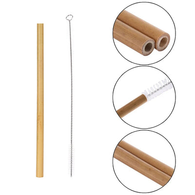 Set de 5 Pajitas de Bambú Natural Reutilizables - Image 2