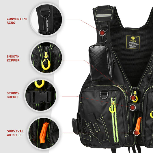 Chaleco Salvavidas de Pesca Impermeable con Bolsillos Desmontables para Adultos - Image 9