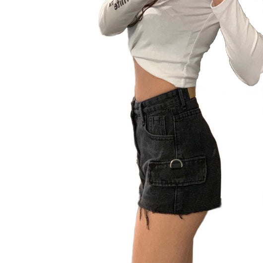 Shorts Vaqueros de Talle Alto con Cadena y Pierna Ancha - Image 4