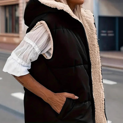Chaleco Cardigan Reversible Slim Fit Elegante con Capucha - Image 5