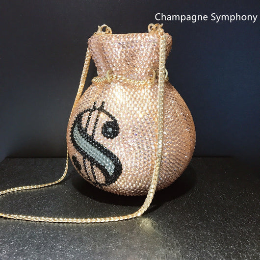 Bolso de Mano Clutch de Cristal Diamante Hecho a Mano con Cadena para Fiestas - Image 8
