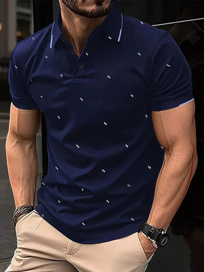 Polo Casual Holgado de Manga Corta Liso para Hombre - Image 36