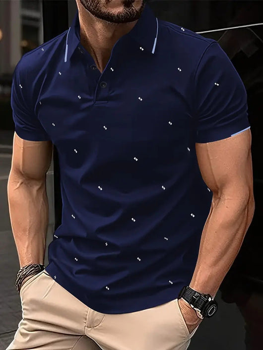 Polo Casual Holgado de Manga Corta Liso para Hombre - Image 36