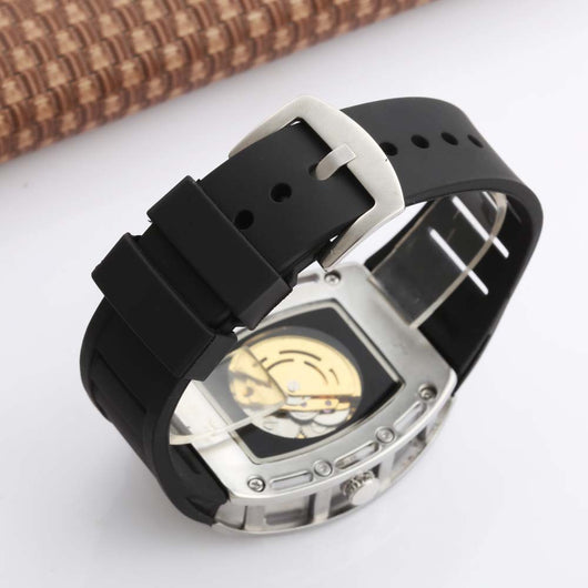 Reloj Automático Hombre con Esfera Transparente Barril - Correa de Cuero - Image 5