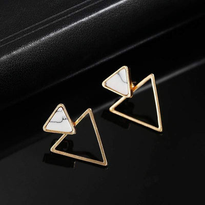 Aretes Geométricos de Mármol Turquesa - Diseño Creativo y Moderno