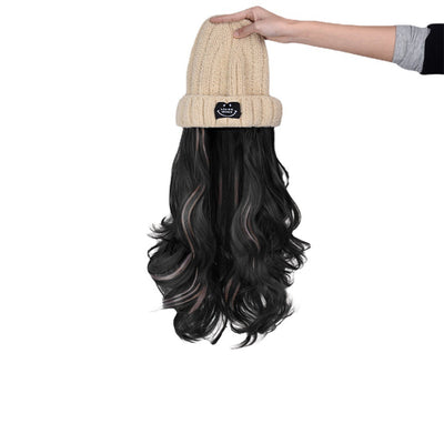 Gorro Peluca Degradado Beige Otoño Invierno - Cabello Rizado Largo - Image 3