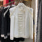 Blazer Retro Elegante con Perlas Artesanales - Chaqueta Slim Fit Estilo Corte