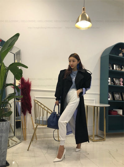 Gabardina a Rayas con Solapa de Corbata - Image 4