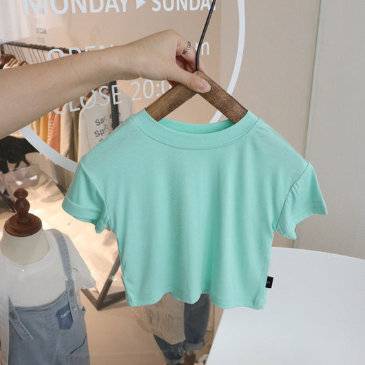 Playera Infantil de Algodón Lavado en Colores Sólidos - Image 5