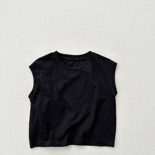 Playera sin Mangas de Algodón Slub con Hombro Caído para Niños y Niñas - Image 9