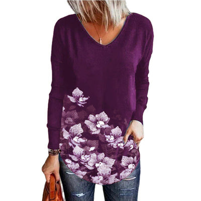 Blusa Suelta con Estampado Floral y Cuello en V para Mujer - Image 9