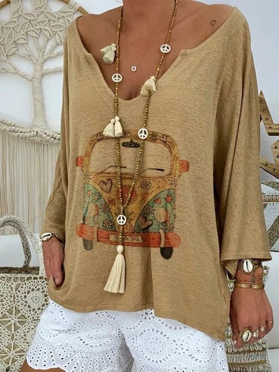 Blusa Estampada con Diseño de Auto Cartoon para Mujer - Image 3