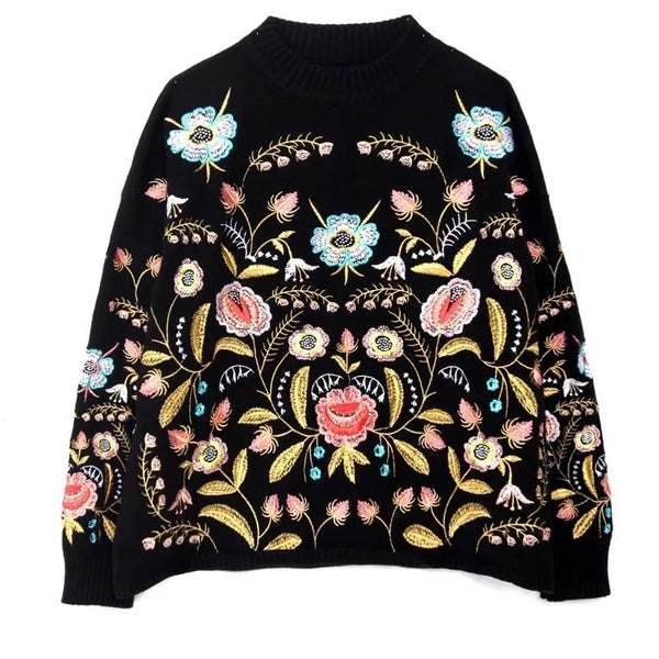 Blusa Bordada de Flores con Acabado Industrial