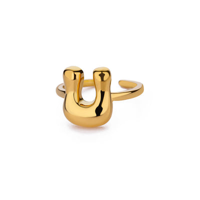 Anillo de Letras Bubble Dorado en Oro 18K Chapado - Image 45