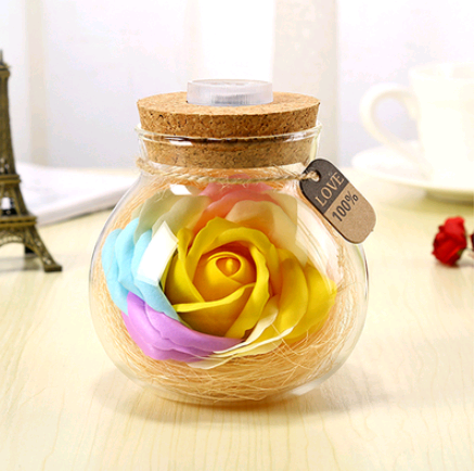 Botella de Luz Nocturna con Flores Eternas y Estrella de la Suerte - Regalo Romántico Luminoso - Image 12