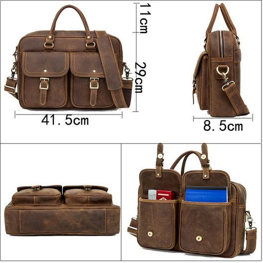 Bolsa de Viaje Grande en Cuero Crazy Horse Estilo Retro - Image 8