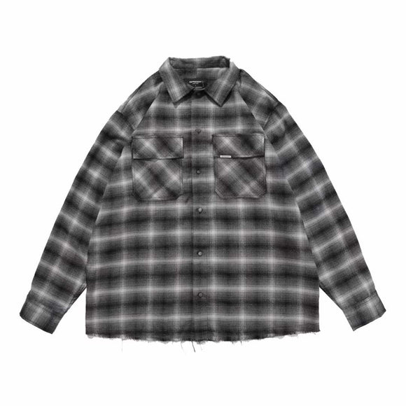 Camisa Flanela Cuadros Bicolor con Detalles Rotos
