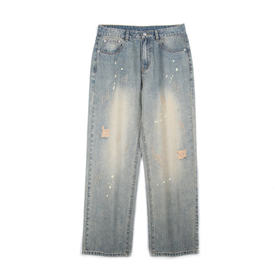 Pantalones Vaqueros Rectos con Desgarre Lavado a Agua para Hombre - Image 6