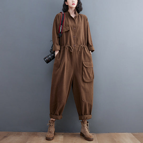 Jumpsuit Retro Mujer Talla Grande Suelto Otoño Casual Versátil - Image 5