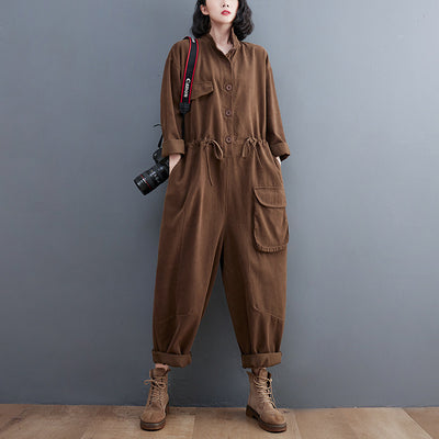 Jumpsuit Retro Mujer Talla Grande Suelto Otoño Casual Versátil - Image 5