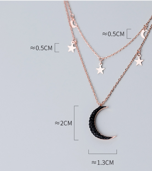 Cadena Clavícula Luna con Diamantes Negros - Image 7