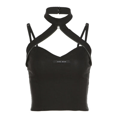 Blusa Elegante de Cuello Halter con Detalles Calados y Costuras Bicolor - Image 16