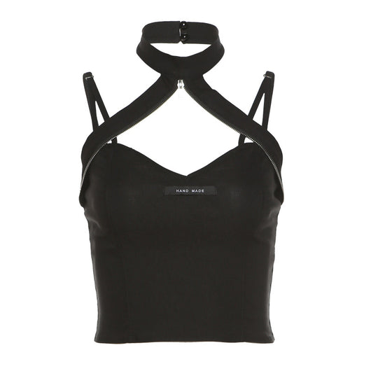 Blusa Elegante de Cuello Halter con Detalles Calados y Costuras Bicolor - Image 16