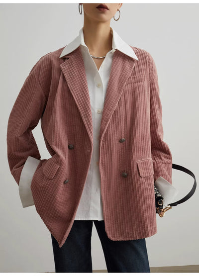 Blazer de Pana Doble Botonadura Oversized Estilo Coreano - Image 8