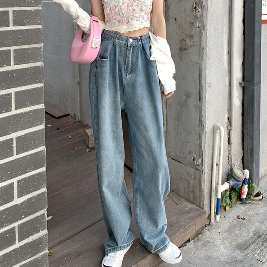 Jeans de Trabajo Gris Vintage con Bolsillos Funcionales para Mujer - Image 5