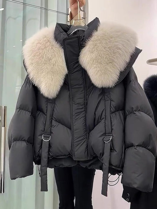 Abrigo de Invierno Acolchado en Algodón Negro para Mujer - Image 14