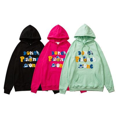 Sudadera Cuello Redondo con Letras Sueltas para Pareja - Image 10