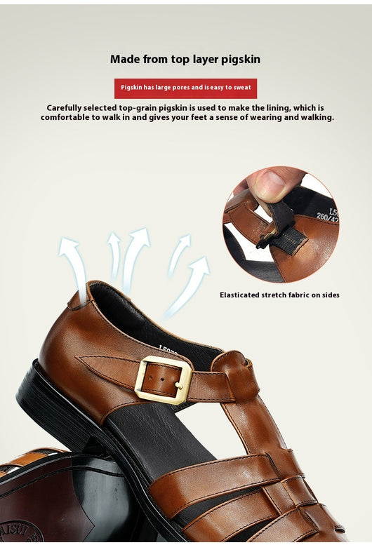 Zapatos Hombre Cuero Genuino Estilo Retro Negocios Verano Transpirables - Image 11