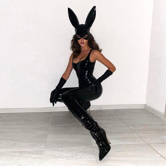 Jumpsuit de Cuero PU con Cierre para Mujer - Diseño Ajustado para Fiesta - Image 2
