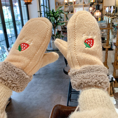 Guantes Térmicos para Ciclismo Mujer con Forro de Terciopelo - Diseño Fresa - Image 3