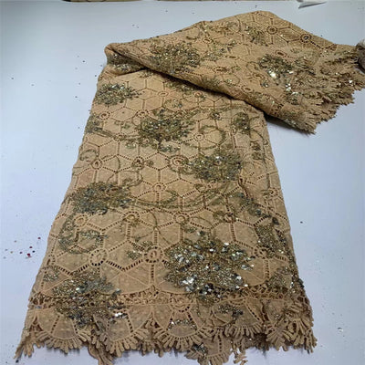 Tela de Encaje Bordado Soluble en Agua con Lentejuelas para Vestidos de Novia y Fiesta - Image 12