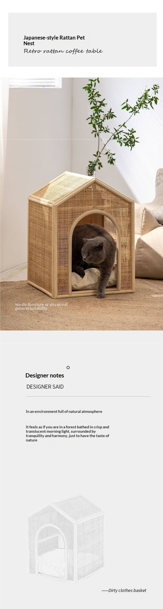 Casa Cama de Ratán Tejido para Gatos - Refugio Fresco y Ventilado - Image 9