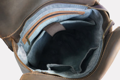 Mochila de Cuero Genuino Artesanal Vintage para Hombre - Image 16