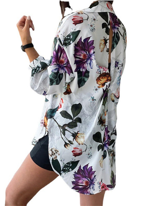 Camisa de Manga Larga con Solapa para Mujer