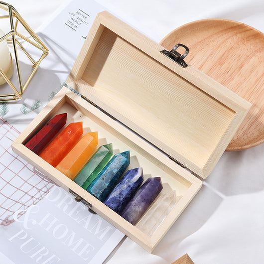 Set de Puntas de Cristal Natural Multicolor con Caja de Madera - Image 10