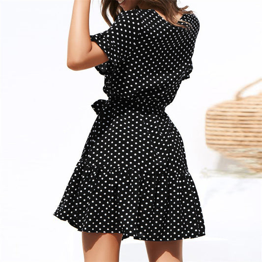 Vestido Casual de Gasa con Lunares, Escote en V y Tirantes para Mujer - Image 2