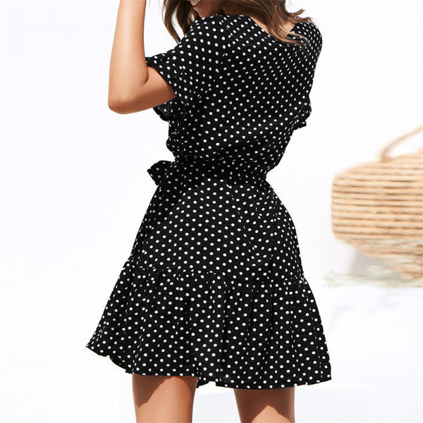 Vestido Casual de Gasa con Lunares, Escote en V y Tirantes para Mujer