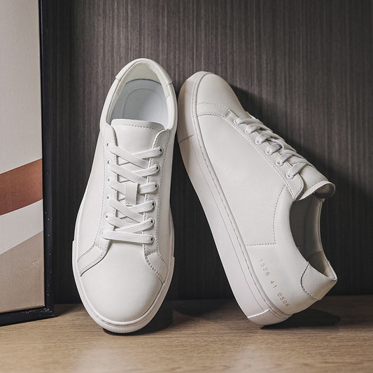 Tenis Blancos de Cuero Respirable con Suela Plana - Estilo Versátil